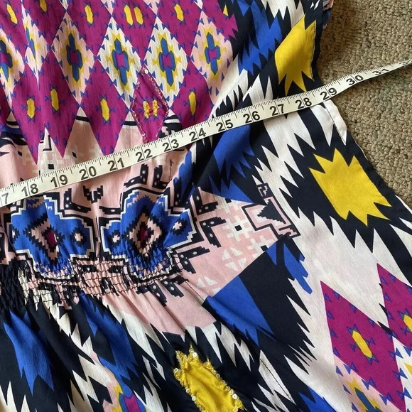 RHONA SUTTON Womens S-L Kimono - Sheer Top Cover Up Sequins Artsy Boho Coastal - Picture 3 of 9